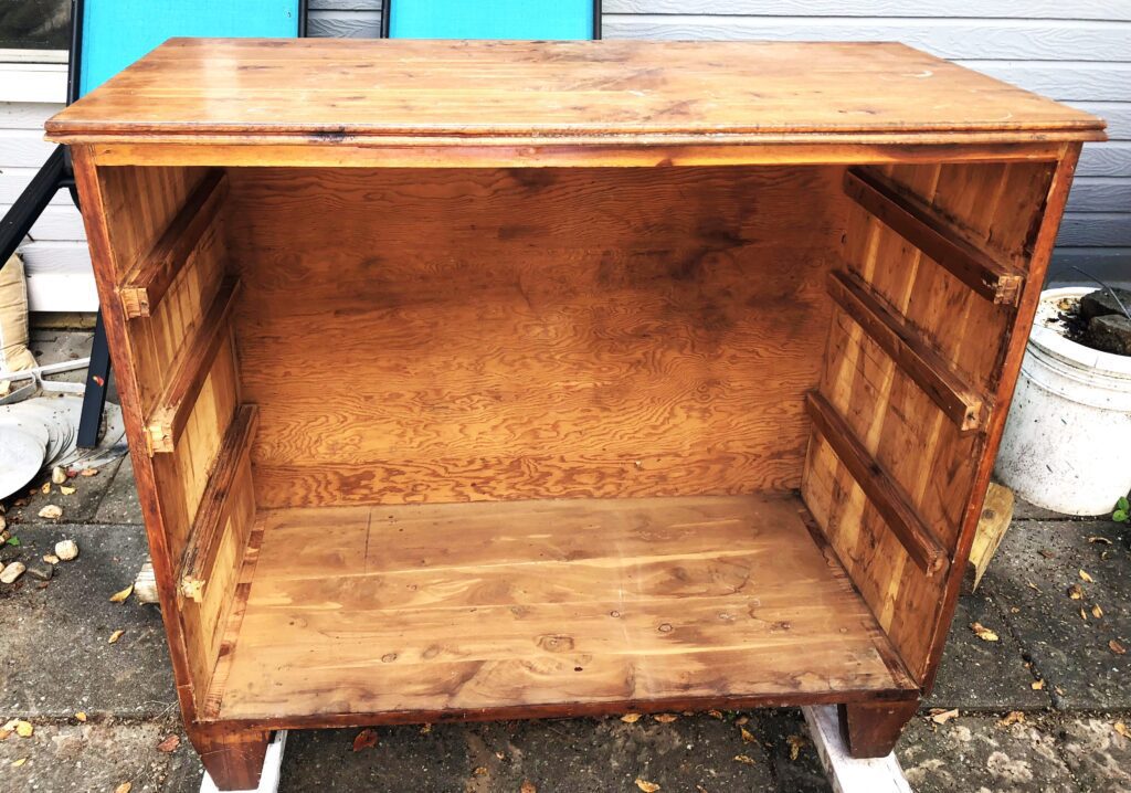 chest of drawers with front supports and drawers removed