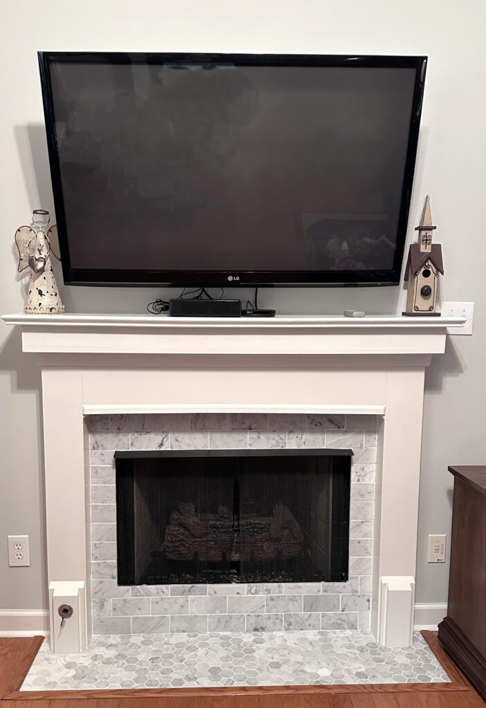 finished tiled fireplace